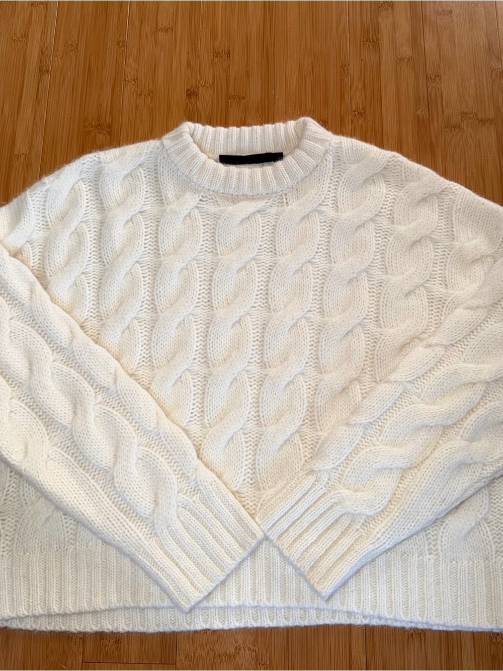 Jenni Kayne Ivory Cable Serena Crewneck Sweater Womens Small